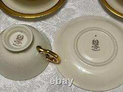 8 Lenox LOWELL Footed CUPS & SAUCERS P-67 Gold Band Presidential USA 1st Quality