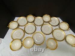 8 Lenox LOWELL Footed CUPS & SAUCERS P-67 Gold Band Presidential USA 1st Quality