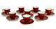 8 Minton England Porcelain Demitasse Cup & Saucers, Circa 1900. Red W Gold Trim
