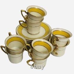 8 Rosenthal Bavaria Ivory Gold Trim Porcelain Demitasse Cup and Saucers 2 1/4