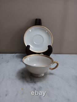 (8) Sets Lenox Tuxedo Fine Bone China Gold Rimmed Cups & Saucers