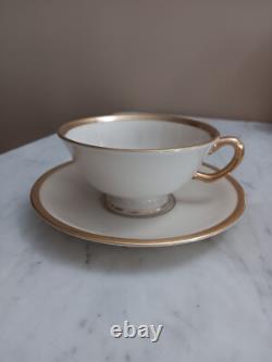 (8) Sets Lenox Tuxedo Fine Bone China Gold Rimmed Cups & Saucers