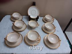 (8) Sets Lenox Tuxedo Fine Bone China Gold Rimmed Cups & Saucers