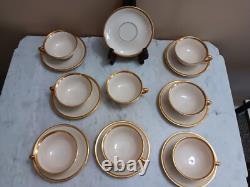 (8) Sets Lenox Tuxedo Fine Bone China Gold Rimmed Cups & Saucers