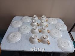 (8) Sets Lenox Tuxedo Fine Bone China Gold Rimmed Cups & Saucers