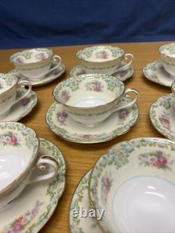 (8 Sets & More) of Antique Noritake Luxoria Footed Cups and Saucers withGold Trim