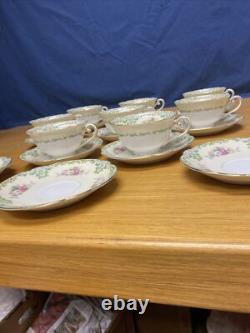 (8 Sets & More) of Antique Noritake Luxoria Footed Cups and Saucers withGold Trim