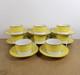 8 Tiffany & Co. Limoges Porcelain Cups & Saucers Yellow & Gold