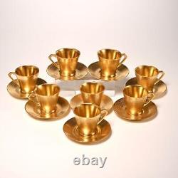 (8) VTG Pickard Gold Encrusted Rose Daisy 667 Demitasse Cups & Saucers