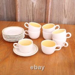 8 Vintage Franciscan Earthenware HACIENDA GOLD Floral Tea Cups & Saucers