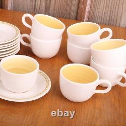 8 Vintage Franciscan Earthenware HACIENDA GOLD Floral Tea Cups & Saucers