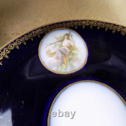 8 William Guerin Limoges Cups & Saucers Cobalt Blue Gold Lady Cameos Antique
