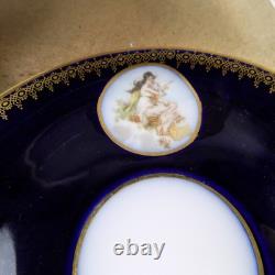8 William Guerin Limoges Cups & Saucers Cobalt Blue Gold Lady Cameos Antique