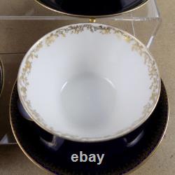 8 William Guerin Limoges Cups & Saucers Cobalt Blue Gold Lady Cameos Antique