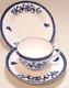 8x Victorian Copelands China Blue Butterfly Teacups Saucers Plates Blue Gold