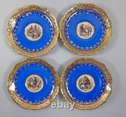9 JKW Bavaria CRIES OF LONDON Cobalt & Gold Cup & Saucer Sets+2 Extra Saucers