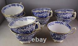 9 Royal Crown Derby Mikado Tea Cups (no saucers) Asian Scenes Blue withGold Trim