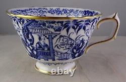 9 Royal Crown Derby Mikado Tea Cups (no saucers) Asian Scenes Blue withGold Trim