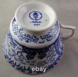 9 Royal Crown Derby Mikado Tea Cups (no saucers) Asian Scenes Blue withGold Trim