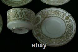 9 Royal Worcester Fine Bone China England Hyde Park Gold Cups & Saucers