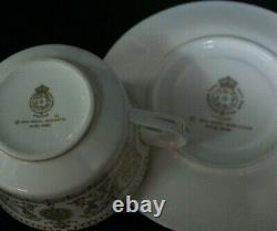 9 Royal Worcester Fine Bone China England Hyde Park Gold Cups & Saucers