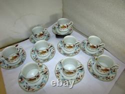9 Sets Haviland Golden Quail Cups & Saucers Limoges France