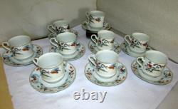 9 Sets Haviland Golden Quail Cups & Saucers Limoges France
