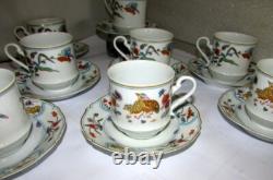 9 Sets Haviland Golden Quail Cups & Saucers Limoges France
