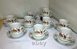9 Sets Haviland Golden Quail Cups & Saucers Limoges France