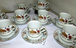9 Sets Haviland Golden Quail Cups & Saucers Limoges France