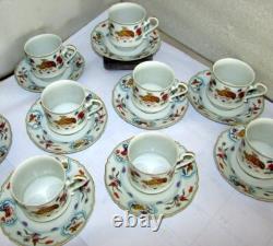 9 Sets Haviland Golden Quail Cups & Saucers Limoges France