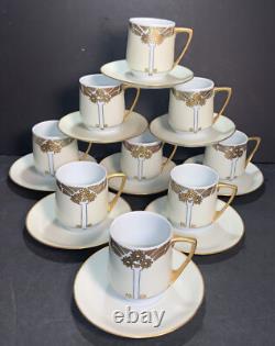 9 Sets Imperial Austria Antoinette Chocolate/ Demitasse Cups & Saucers Gold Gilt