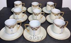 9 Sets Imperial Austria Antoinette Chocolate/ Demitasse Cups & Saucers Gold Gilt