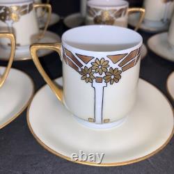 9 Sets Imperial Austria Antoinette Chocolate/ Demitasse Cups & Saucers Gold Gilt