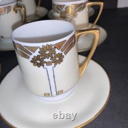 9 Sets Imperial Austria Antoinette Chocolate/ Demitasse Cups & Saucers Gold Gilt