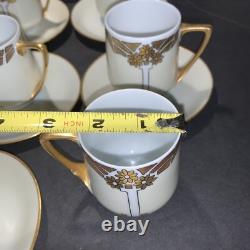 9 Sets Imperial Austria Antoinette Chocolate/ Demitasse Cups & Saucers Gold Gilt