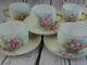 Ak France Limoges Pottery Heavy Gold Trim Tea Cup Saucers Pink Floral Lot Of 5