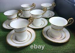 ANTIQUE 12 Cauldon ENGLAND Gold Encrusted CHOC Cups & Saucers Charles R Lynde