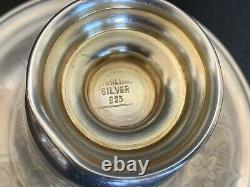 ANTIQUE 925 STERLING SILVER And Gilded COFFEE CUP & SAUCER Engraved 192gr/6.8 Oz