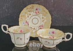 ANTIQUE Alcock 717 Hand Painted Floral Gold Tea Cup Coffee Cup & Saucer