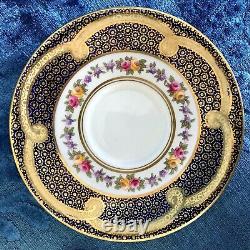 ANTIQUE Aynsley Bone China Cobalt Blue Gold Tea Cup Saucer & Plate Trio Set #1