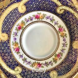 ANTIQUE Aynsley Bone China Cobalt Blue Gold Tea Cup Saucer & Plate Trio Set #1