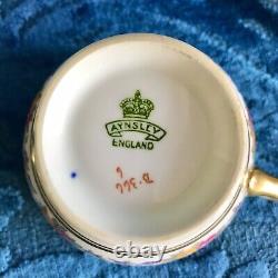 ANTIQUE Aynsley Bone China Cobalt Blue Gold Tea Cup Saucer & Plate Trio Set #1