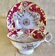 Antique English Porcelain Tea Cup And Saucer Duo Pink Red Gold Gilded Alcock