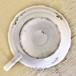 ANTIQUE English Porcelain Tea Cup and Saucer Duo Pink Red Gold Gilded Alcock