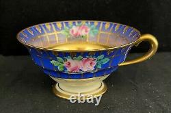 ANTIQUE FRANZISKA HIRSCH painted DRESDEN GOLD ENCRUSTED CUP SAUCER PLATE TRIO