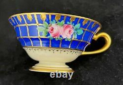 ANTIQUE FRANZISKA HIRSCH painted DRESDEN GOLD ENCRUSTED CUP SAUCER PLATE TRIO