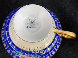 ANTIQUE FRANZISKA HIRSCH painted DRESDEN GOLD ENCRUSTED CUP SAUCER PLATE TRIO