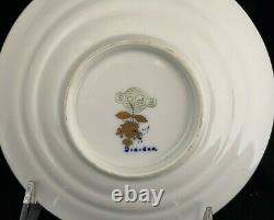 ANTIQUE FRANZISKA HIRSCH painted DRESDEN GOLD ENCRUSTED CUP SAUCER PLATE TRIO