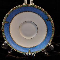 ANTIQUE RARE Royal Doulton 22 piece Tea Set Blue Green & Gold